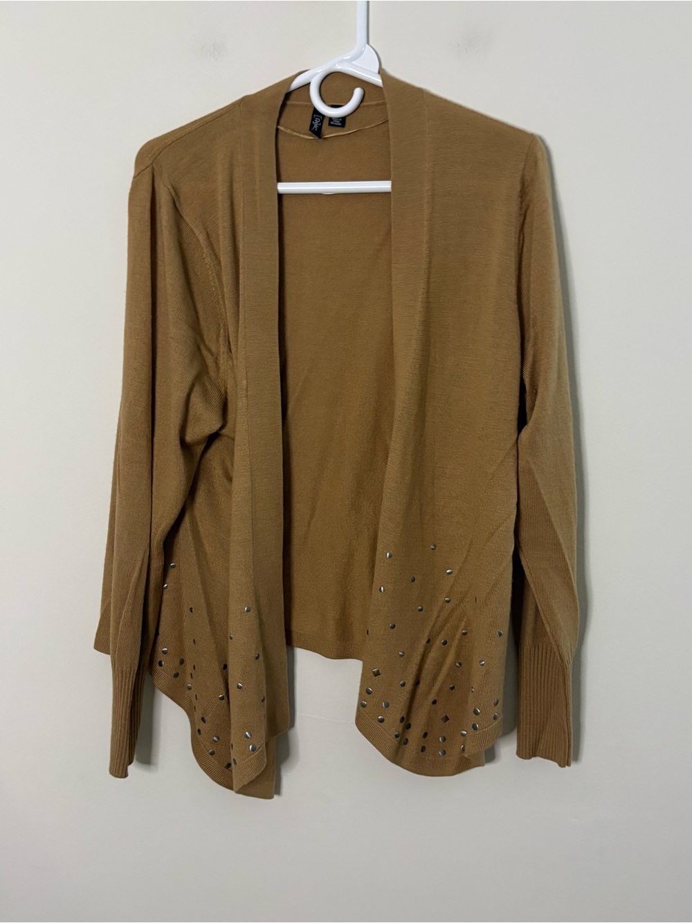 Relativity 1X Women’s Beige Tan Cardigan Sweater Studded Western Work Wool